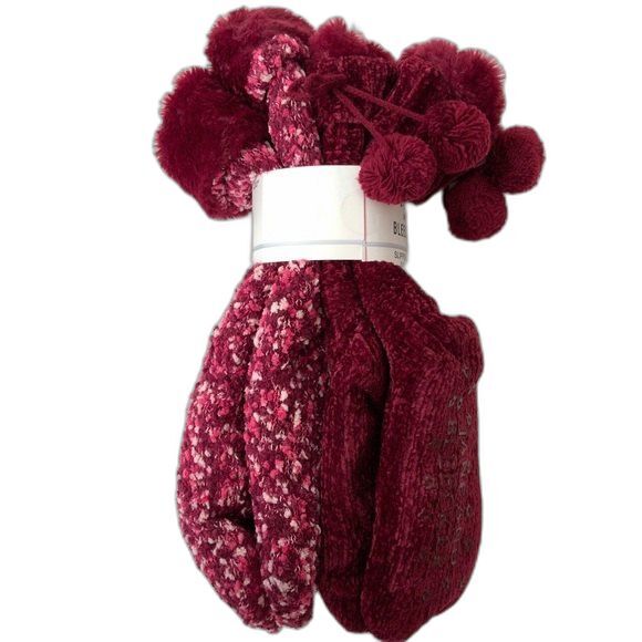 Jane and Bleecker Socks Women 4-10 Maroon Super Soft Slipper Sock Cushioned - Picture 1 of 7